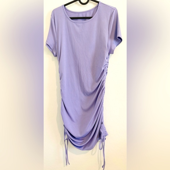 NWOT Solid Side Drawstring Ruched Bodycon Dress Lilac Girls XL - Picture 2 of 3